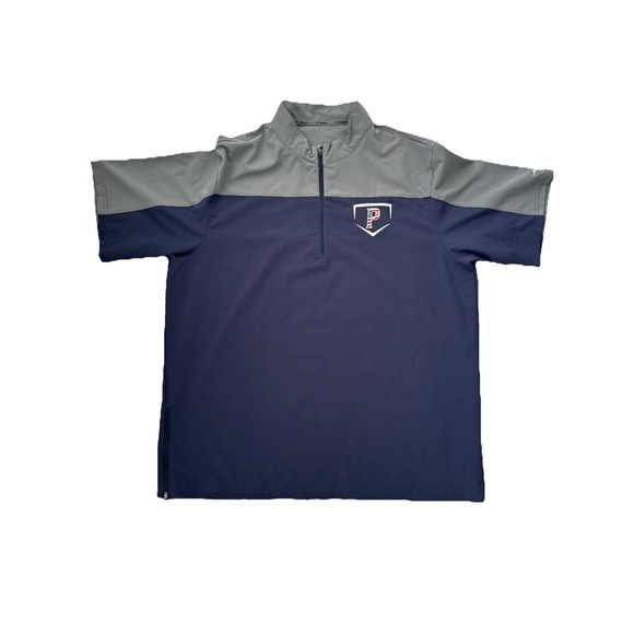 Mizuno Other - Mizuno Men's Pullover 1/4 Zip‎ Short Sleeve Blue Gray Patriots Top  Size 2XL
